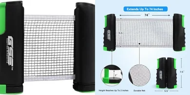 Adjustable Retractable Ping Pong Net Set with Rackets, Balls, & Bag