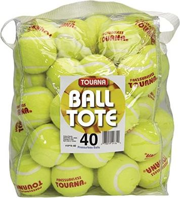 Tourna Pressureless Tennis Balls & Vinyl Tote (40 balls, Yellow)
