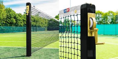 Vermont Square Tennis Posts: ITF Regulation, 76mm Steel, Optional Sockets
