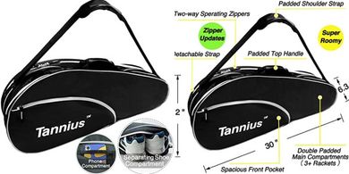 Lightweight Tennis Racket Bag (3-5 Racquets), Shoe & Phone Pockets
