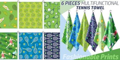 Tennis Towels: 6 Soft Microfiber Towels with Clips
