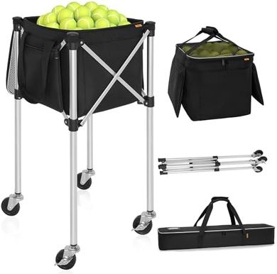 Portable 180-Ball Tennis Cart with Storage: Lightweight Aluminum
