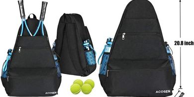 ACOSEN Large Tennis & Racquet Backpack: Holds rackets, balls, accessories.
