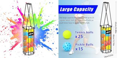 Portable Pickleball & Tennis Ball Hopper for Easy Pickup & Storage
