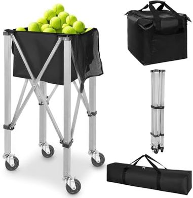 Foldable Aluminum Tennis Ball Cart: Holds 160 balls (various sports).
